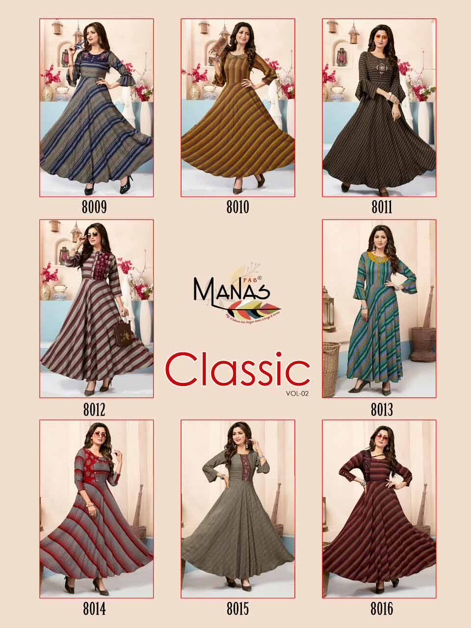 Classic Vol-2 Manas Embroidered Rayon Kurti Classic Vol-2 Manas Embroidered Rayon Kurti